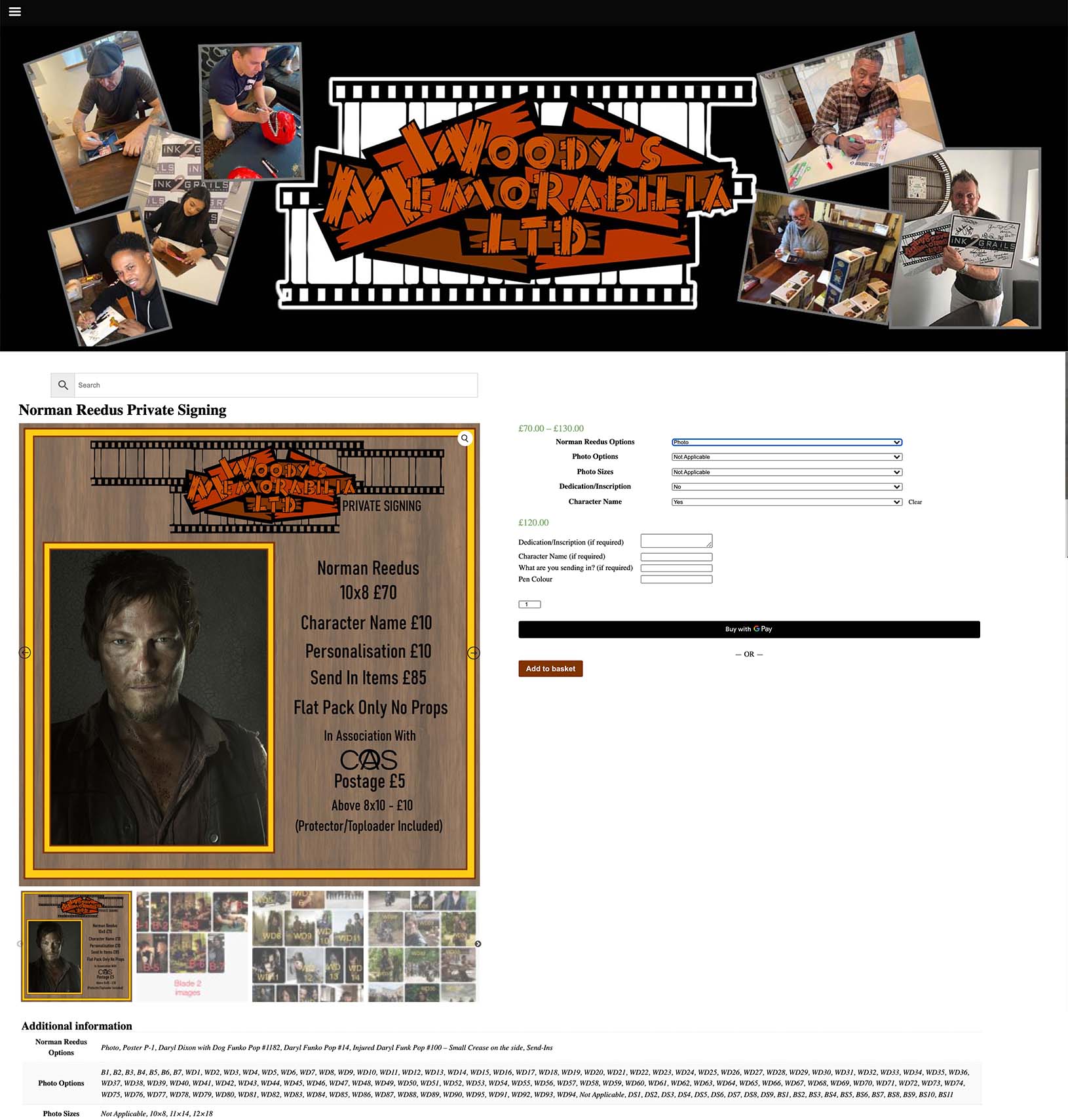 Woodys Memorabillia LTD Website